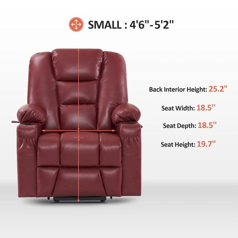 MCombo Small Power Lift Recliner Chair with Massage and Heat for Short Elderly People, Faux Leather 7569