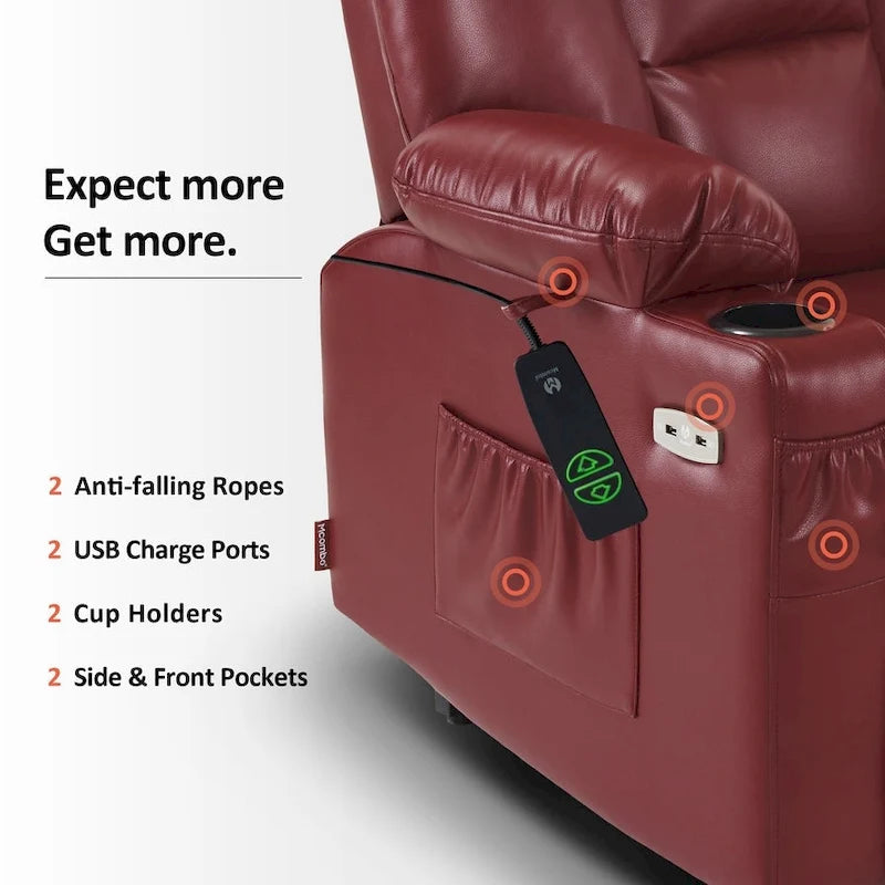 MCombo Small Power Lift Recliner Chair with Massage and Heat for Short Elderly People, Faux Leather 7569