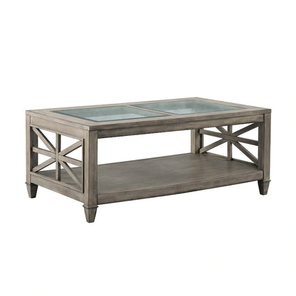 45.5 in. 19 in. Large Rectangle Glass Coffee Table,1-Tier Shelf