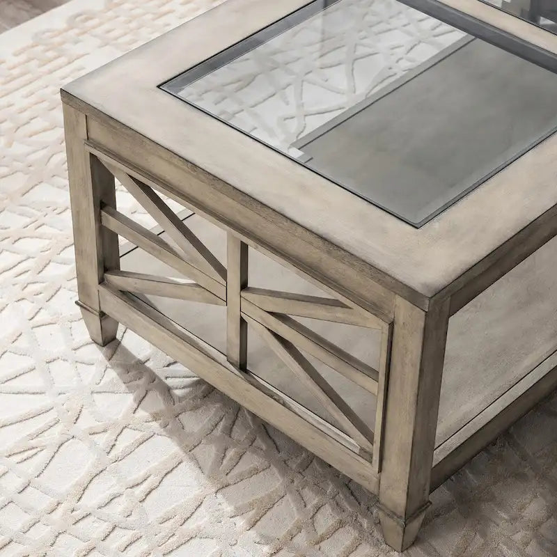 45.5 in. 19 in. Large Rectangle Glass Coffee Table,1-Tier Shelf