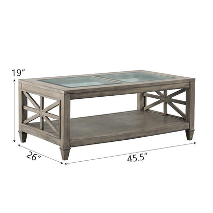 45.5 in. 19 in. Large Rectangle Glass Coffee Table,1-Tier Shelf