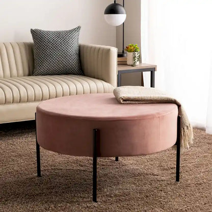 SAFAVIEH Shianne Round Velvet Cocktail Ottoman