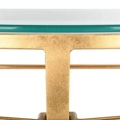 SAFAVIEH Couture Zelda Antique Gold Glass Console Table - 36 In W x 15 In D x 31 In H - 36Wx15Dx31H
