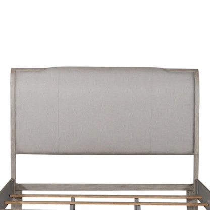 Belmar Washed Taupe & Silver Champagne King Upholstered Bed