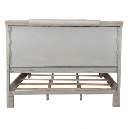 Belmar Washed Taupe & Silver Champagne King Upholstered Bed