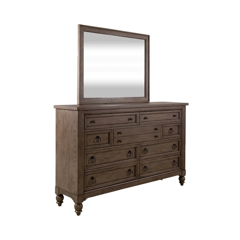Americana Farmhouse Sleigh Bed, Dresser and Mirror Bedroom Set