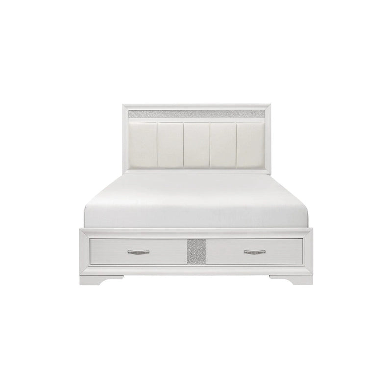 Beatrice 4 Piece White Modern Faux Leather Upholstered Storage Platform Bed