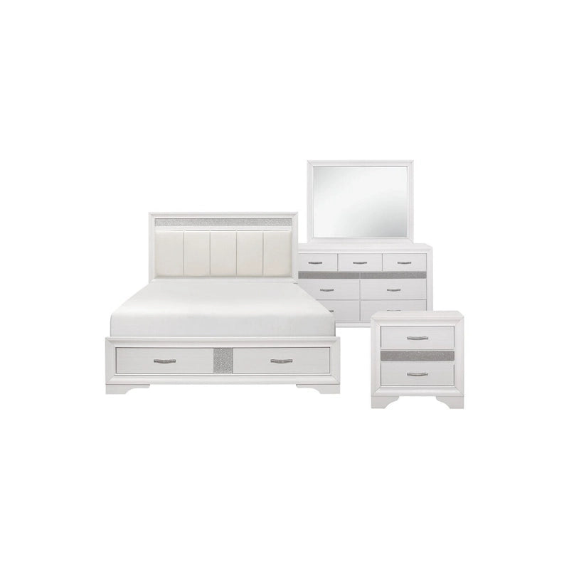 Beatrice 4 Piece White Modern Faux Leather Upholstered Storage Platform Bed
