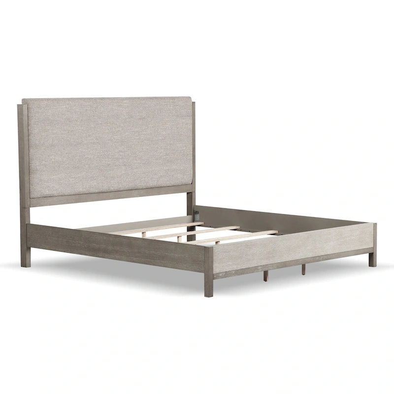 Furniture of America Cruz Contemporary Gray Solid Wood Panel 6-Piece Bed, 2 Nightstand, Chest, Dresser and Mirror Bedroom Set