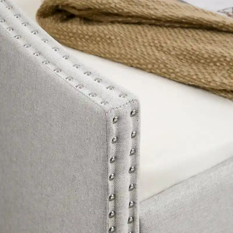 Twin Size Daybed with Trundle Upholstered Tufted Sofa Bed