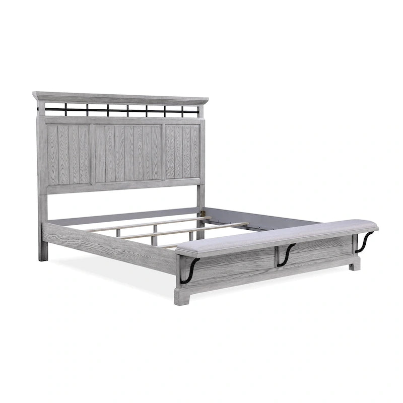 Debra 6 Piece Gray Panel Bench Footboard Bedroom Set