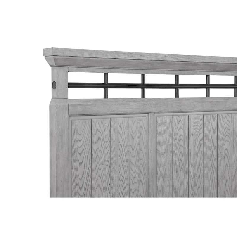 Debra 6 Piece Gray Panel Bench Footboard Bedroom Set