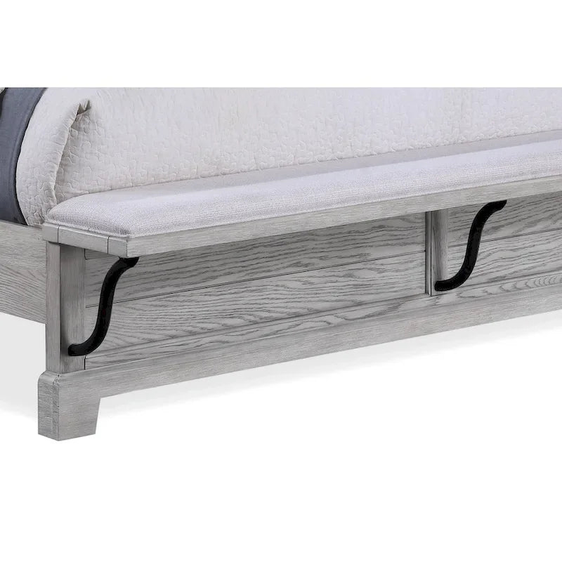 Debra 6 Piece Gray Panel Bench Footboard Bedroom Set
