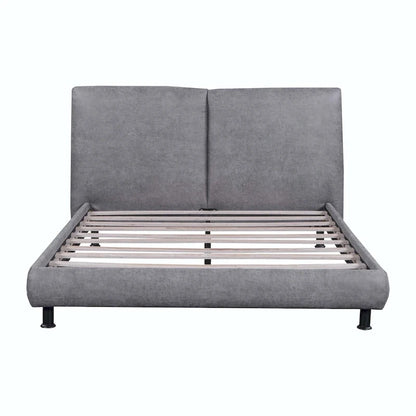 Queen Size Polyester Platform Bed with Two Large Headrests