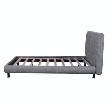 Queen Size Polyester Platform Bed with Two Large Headrests