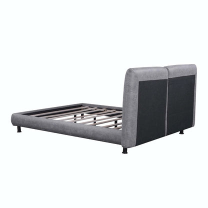 Queen Size Polyester Platform Bed with Two Large Headrests