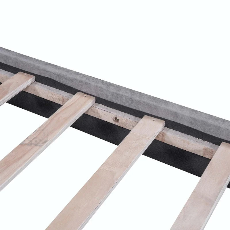 Queen Size Polyester Platform Bed with Two Large Headrests