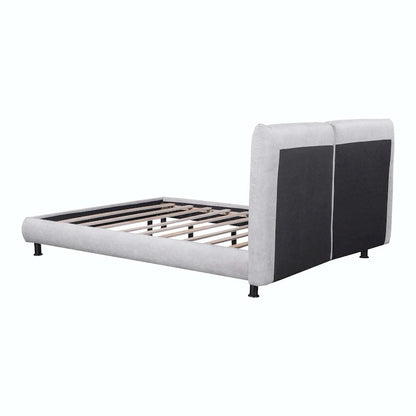 Queen Size Polyester Platform Bed with Two Large Headrests