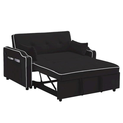 3 in 1 Convertible Sleeper Sofa Bed, Modern Velvet Loveseat Lounge Sofa with Pull-Out Bed