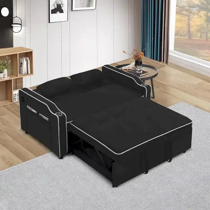 3 in 1 Convertible Sleeper Sofa Bed, Modern Velvet Loveseat Lounge Sofa with Pull-Out Bed