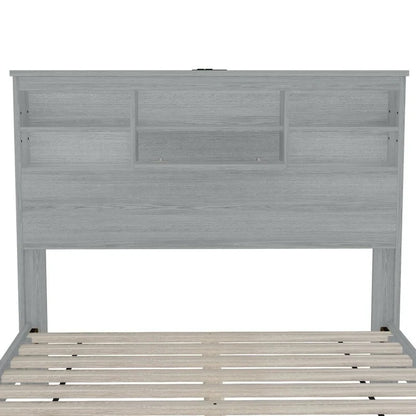 4-Pieces Bedroom Sets Queen Size Vintage Wooden Bed Frame with 2 Nightstands and 1 Dresser