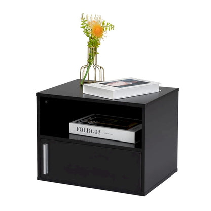 Wall-Mounted Wood Nightstand with Swing Door (Set of 2)