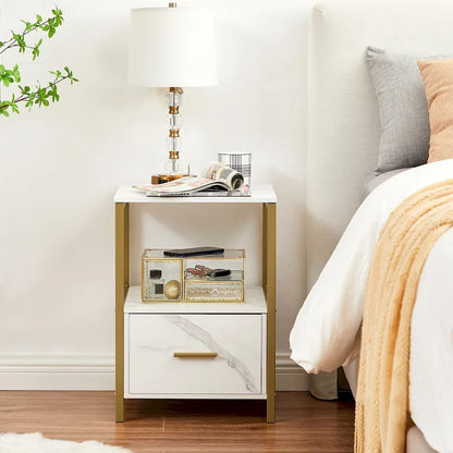 Javlergo (Set of 2) 1-Drawer Nightstand, Modern Square End Side Table for Bedroom, Living Room