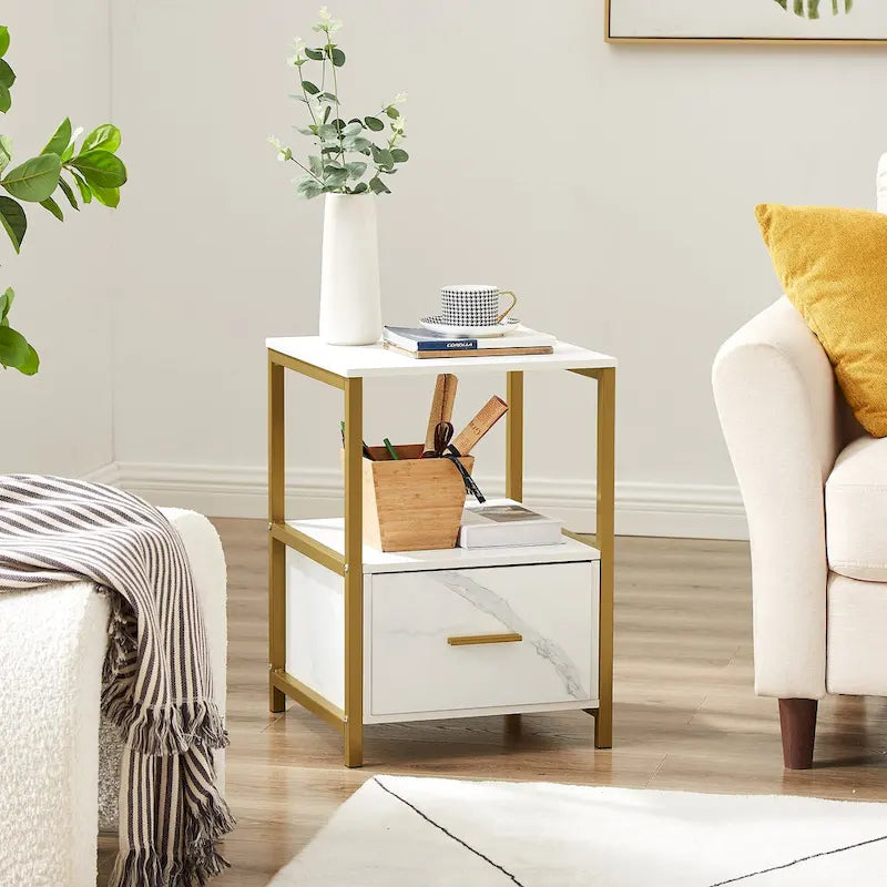 Javlergo (Set of 2) 1-Drawer Nightstand, Modern Square End Side Table for Bedroom, Living Room