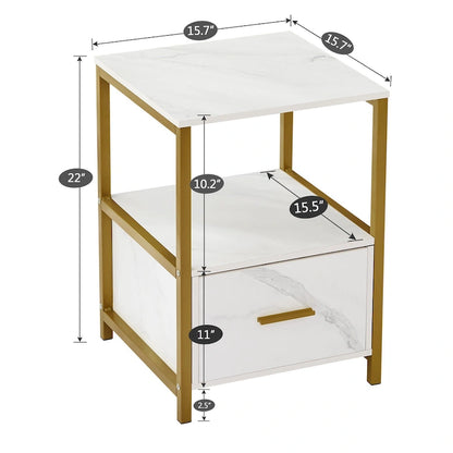Javlergo (Set of 2) 1-Drawer Nightstand, Modern Square End Side Table for Bedroom, Living Room