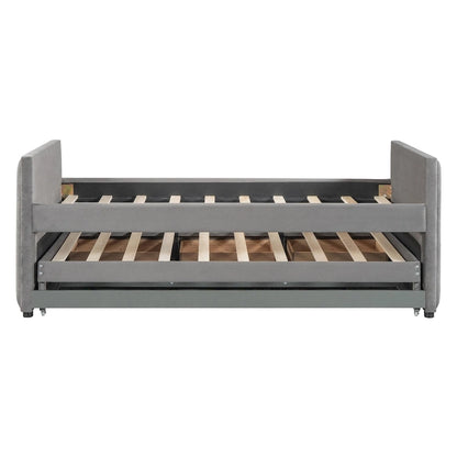 Upholstered Daybed with Twin Size Trundle and Drawers