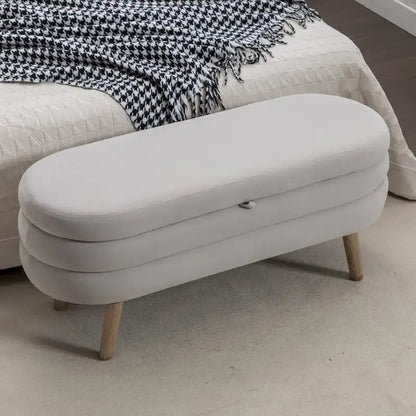 Upholstered Storage Bench with Wooden Legs