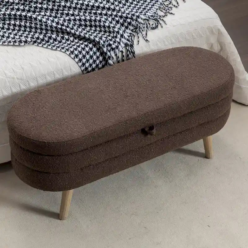Upholstered Storage Bench with Wooden Legs