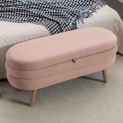 Upholstered Storage Bench with Wooden Legs