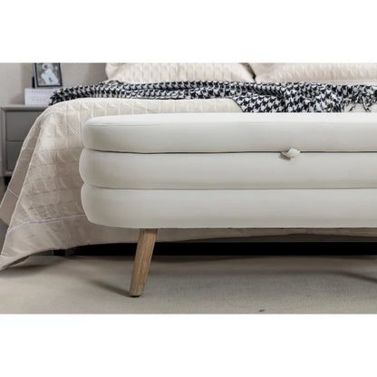 Upholstered Storage Bench with Wooden Legs
