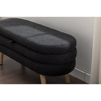 Upholstered Storage Bench with Wooden Legs