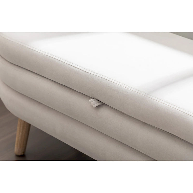 Upholstered Storage Bench with Wooden Legs
