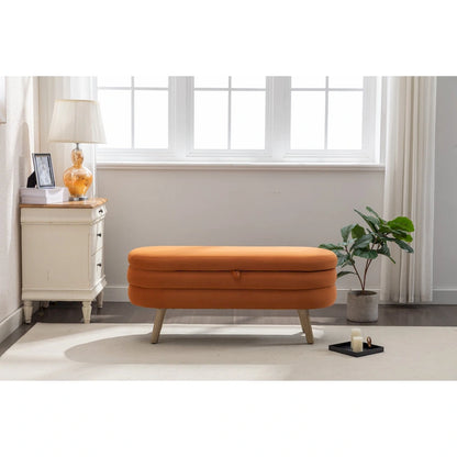 Upholstered Storage Bench with Wooden Legs