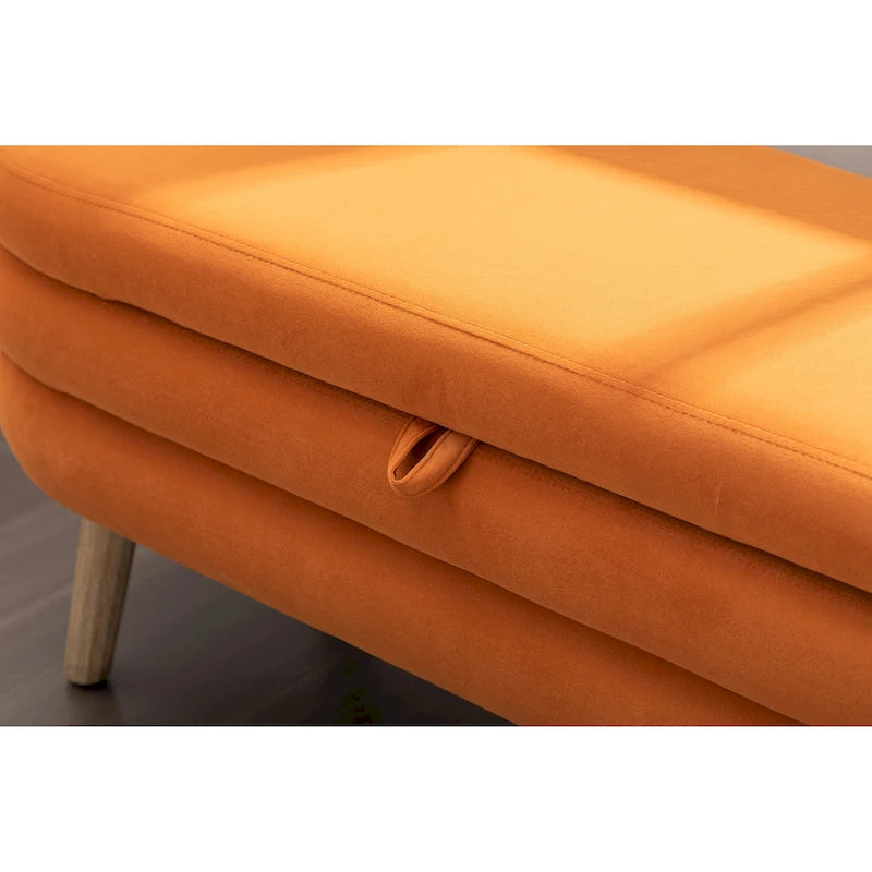 Upholstered Storage Bench with Wooden Legs