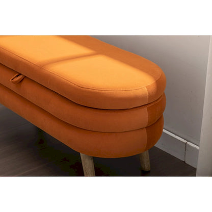 Upholstered Storage Bench with Wooden Legs