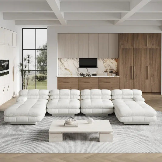 146 Convertible Modular Sectional Sofa, U-Shaped Luxury Modern 6-Seat Couch Sectional with Chaise Ottomans for Living Room