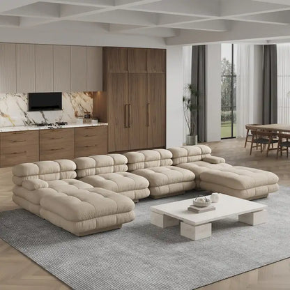 146 Convertible Modular Sectional Sofa, U-Shaped Luxury Modern 6-Seat Couch Sectional with Chaise Ottomans for Living Room