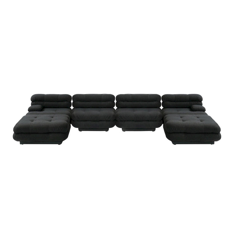 146 Convertible Modular Sectional Sofa, U-Shaped Luxury Modern 6-Seat Couch Sectional with Chaise Ottomans for Living Room