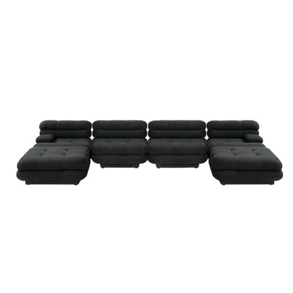 146 Convertible Modular Sectional Sofa, U-Shaped Luxury Modern 6-Seat Couch Sectional with Chaise Ottomans for Living Room