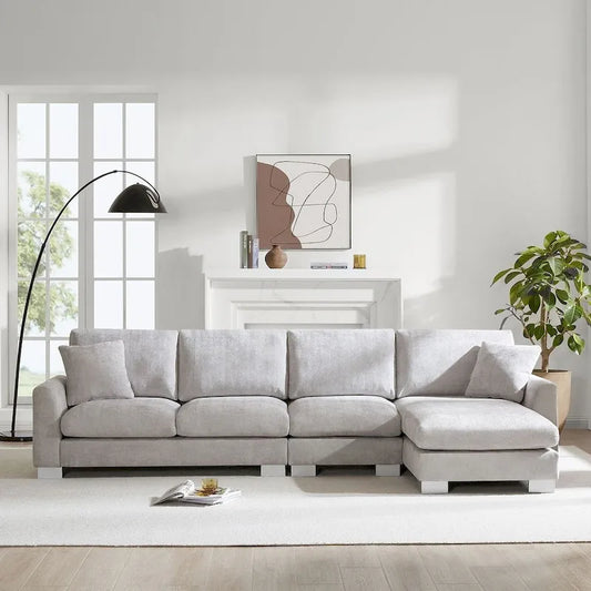 Oversized Sectional Couch with Chaise Lounge, L-shaped Chenille Sectional Sofa for Living Room,Apartment,Office