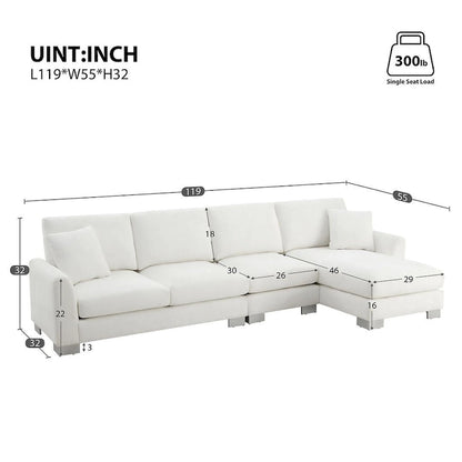 Oversized Sectional Couch with Chaise Lounge, L-shaped Chenille Sectional Sofa for Living Room,Apartment,Office