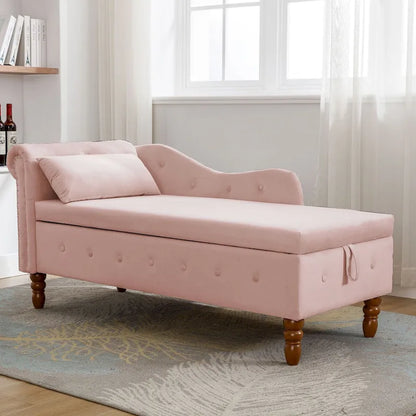 Chaise Lounge Indoor,Lounge Chair for Bedroom with Storage & Pillow,Modern Upholstered Rolled Arm Chase Lounge for Sleeping