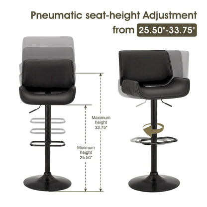 Glitzhome Set of 3 Leatherette Adjustable Swivel Bar Stool Pub Table Set