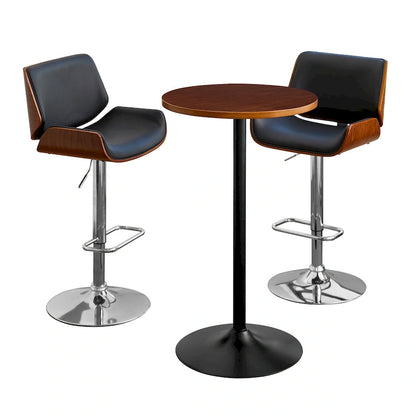 Glitzhome Set of 3 Leatherette Adjustable Swivel Bar Stool Pub Table Set