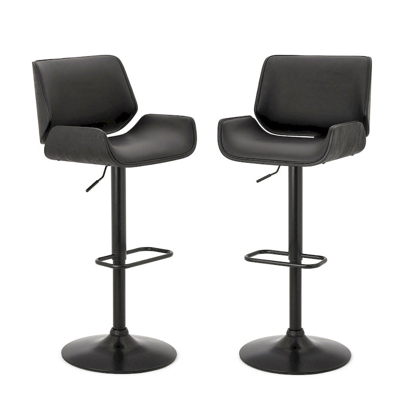 Glitzhome Set of 3 Leatherette Adjustable Swivel Bar Stool Pub Table Set