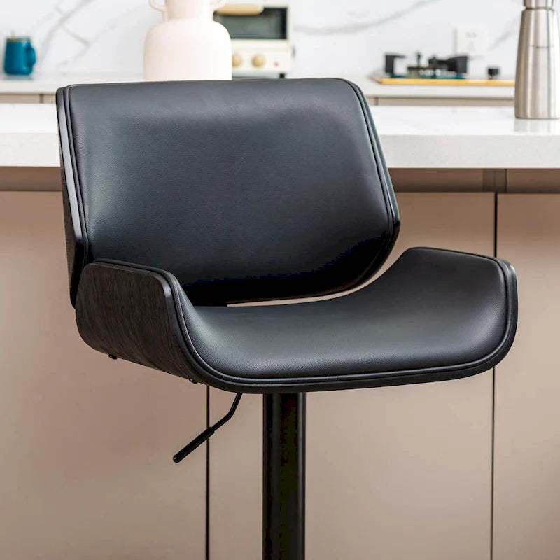 Glitzhome Set of 3 Leatherette Adjustable Swivel Bar Stool Pub Table Set